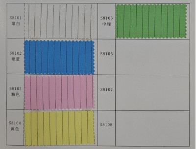 GZ-BLH   S8101  防靜電滅菌布料   成份：59%滌綸+40%吸濕排汗滌綸+1%碳纖維  紗支：100D*150D  密度：148*87   幅寬：150cm  克重：140±5gsm  點對點電阻：10~6-10~7  功能：抗靜電，手感柔軟，透氣，可高溫滅菌抗皺，輻照滅菌。 45度照